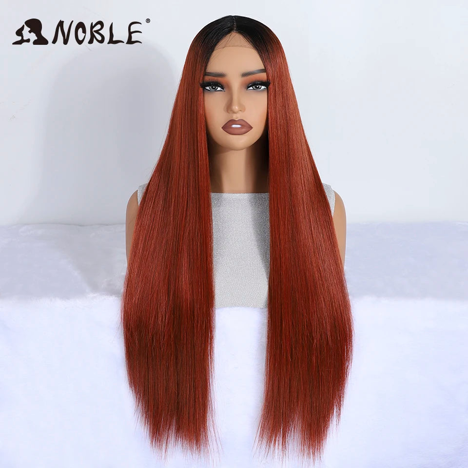 Noble Cosplay Long Straight Synthetic Lace Front Wigs For Women 30 Inch Middle Part Synthetic Lace Wig High Temperature Fiber