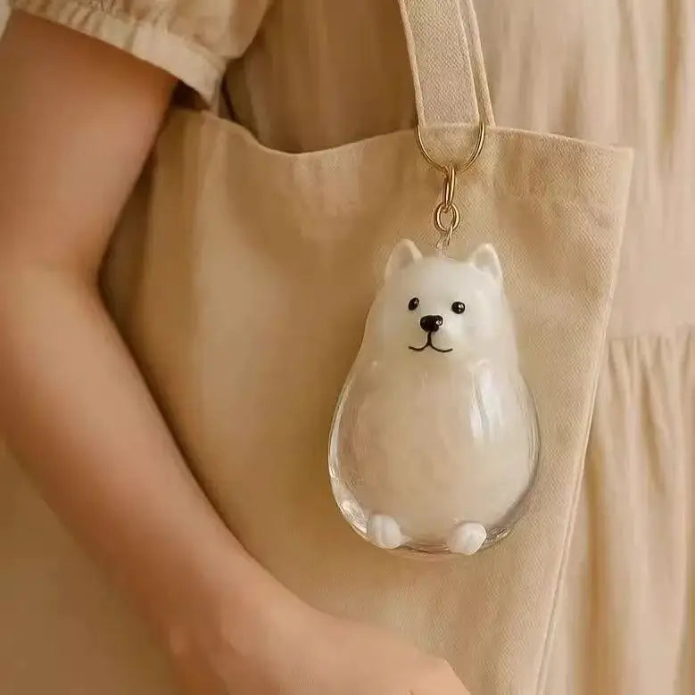 Lovely Dog Hair Storage Keychain Pendant for Bags, Couples Car Keys, Unique Jewelry Souvenir Gift Decoration Accessories Set