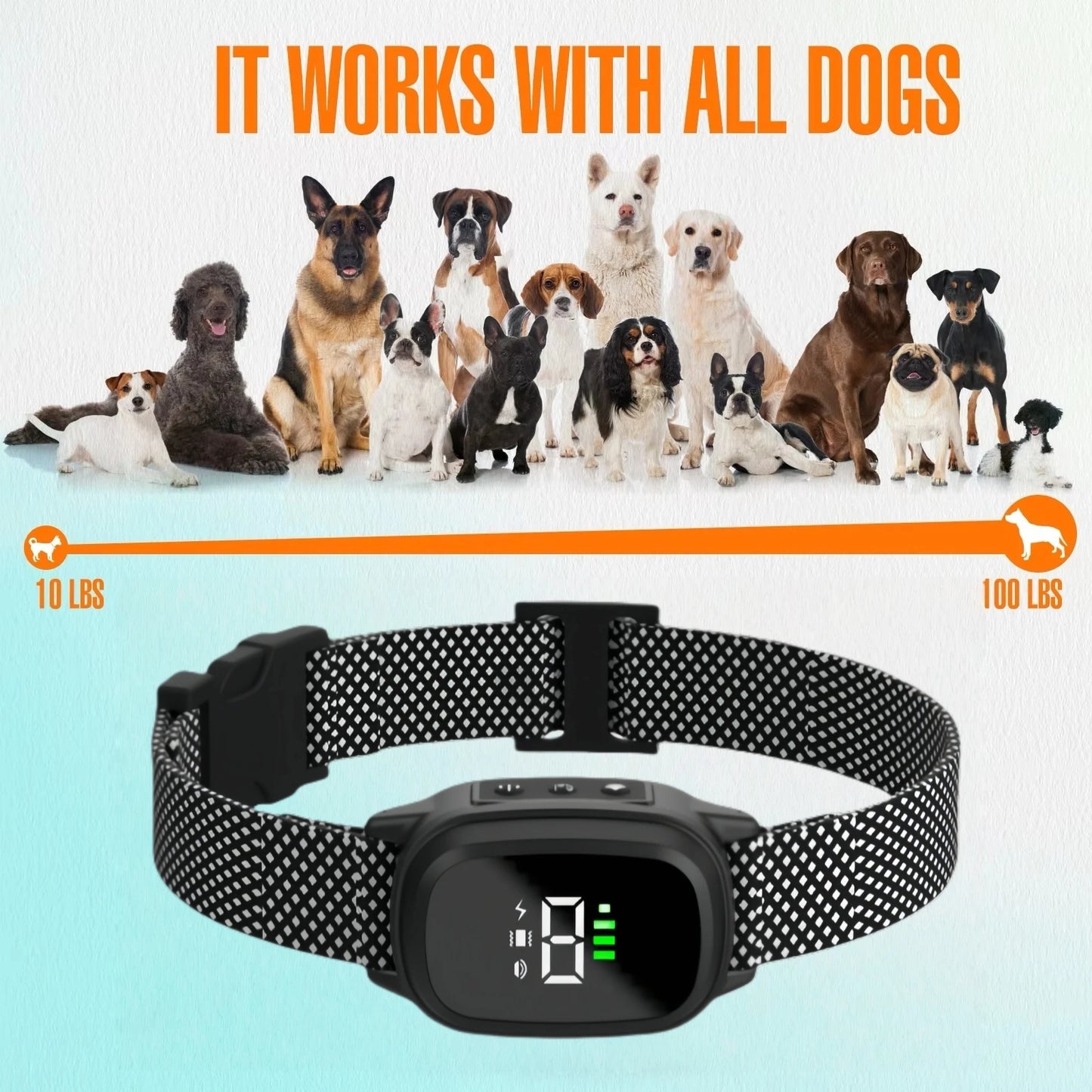 Waterproof Rechargeable Anti-Bark Dog Collar – Vibration Training Collar for Small & Medium Dogs | Black