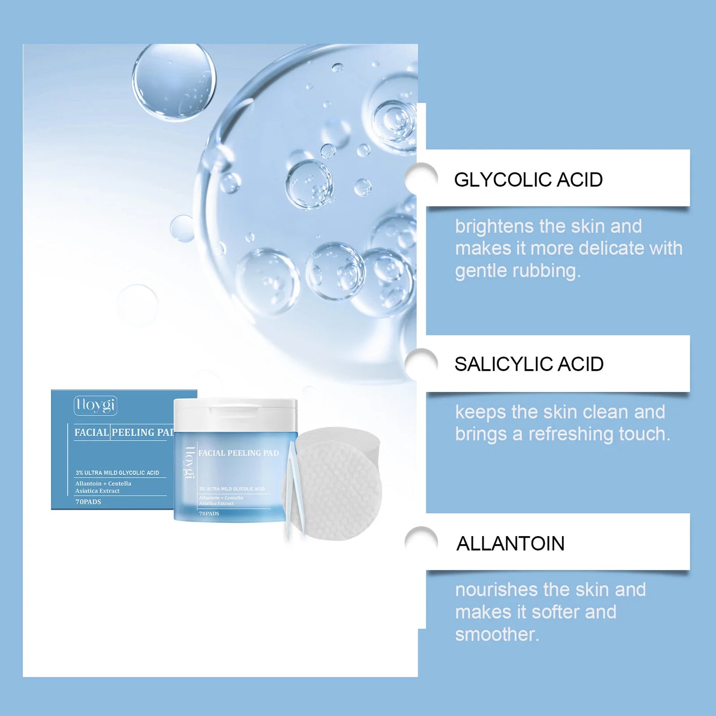 2-in-1 The Pore Eraser" Salicylic Exfoliating Pads-Double Acid Action:AHA+BHA,Clear Pores&Acne&Blackhead Terminato,Full-Body Use