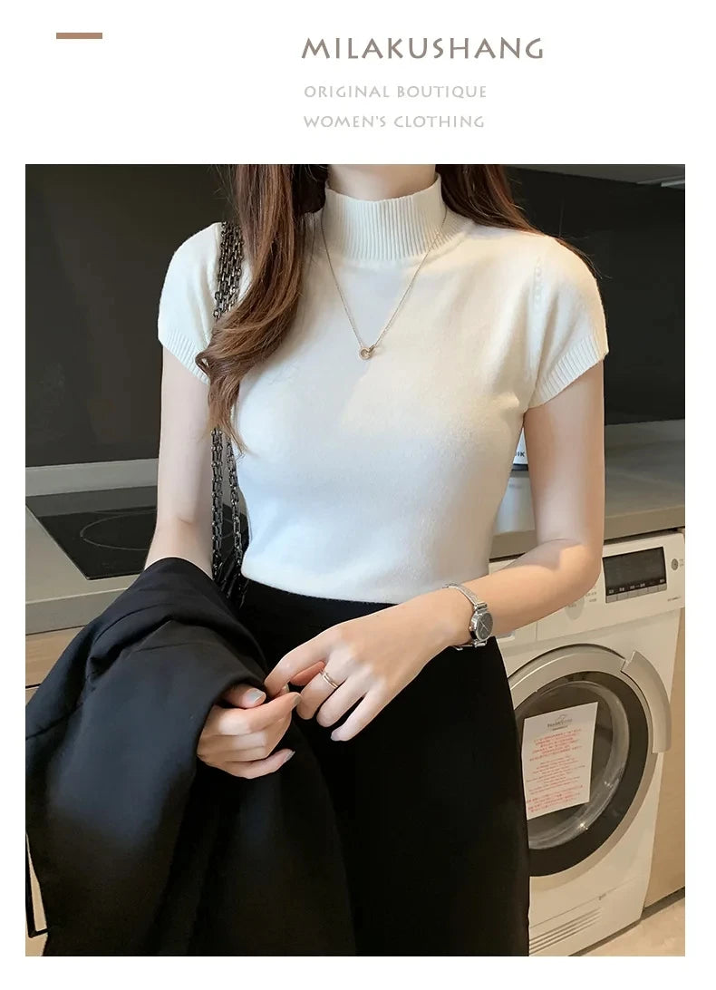 Women's half-high neck knit top — view 7 of 20
