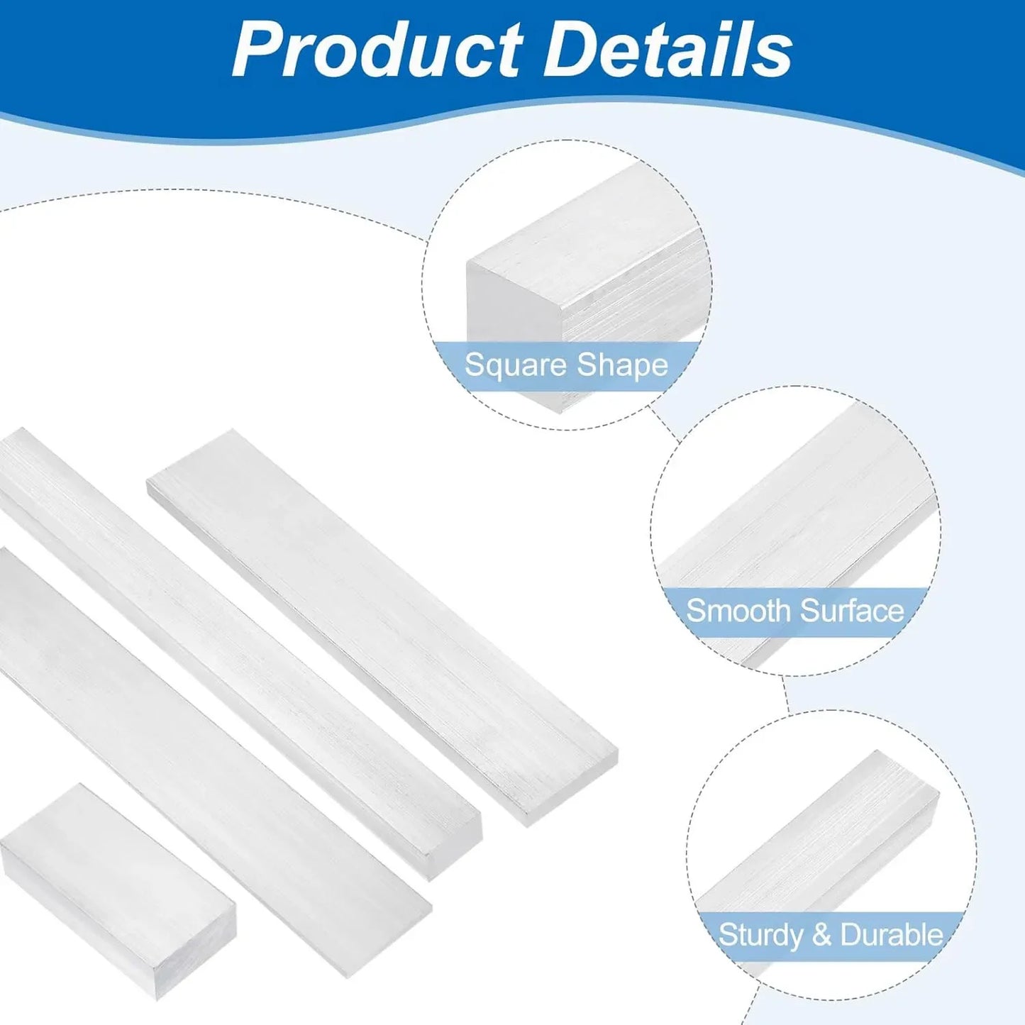 1-5pcs 6061 Aluminum Flat Bar Stock 500mm, High Strength Rectangular Bar for Metalworking, Industrial & Craft Use