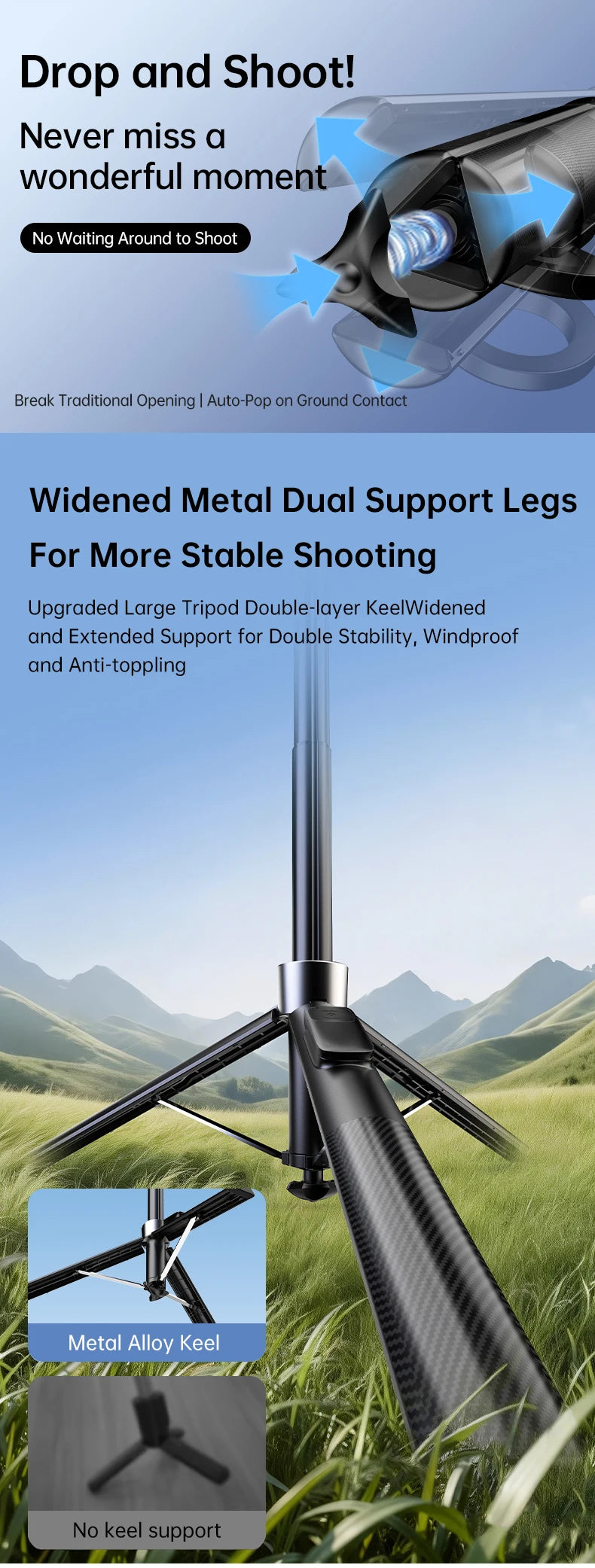 Double-side Magnetic Phone Selfie Stick with Remote Auto-Open 1.8m Extendable Tripod for iPhone 17 16 15 Pro Live Streaming Vlog
