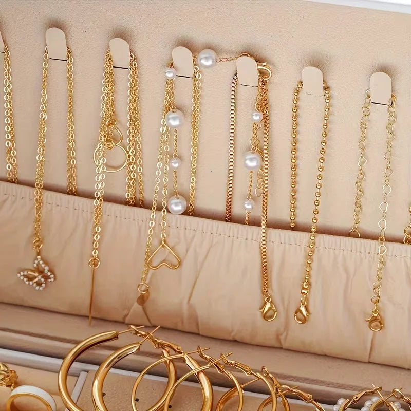 86-Piece Boho Jewelry Set – Pearl Earrings, Rings & More