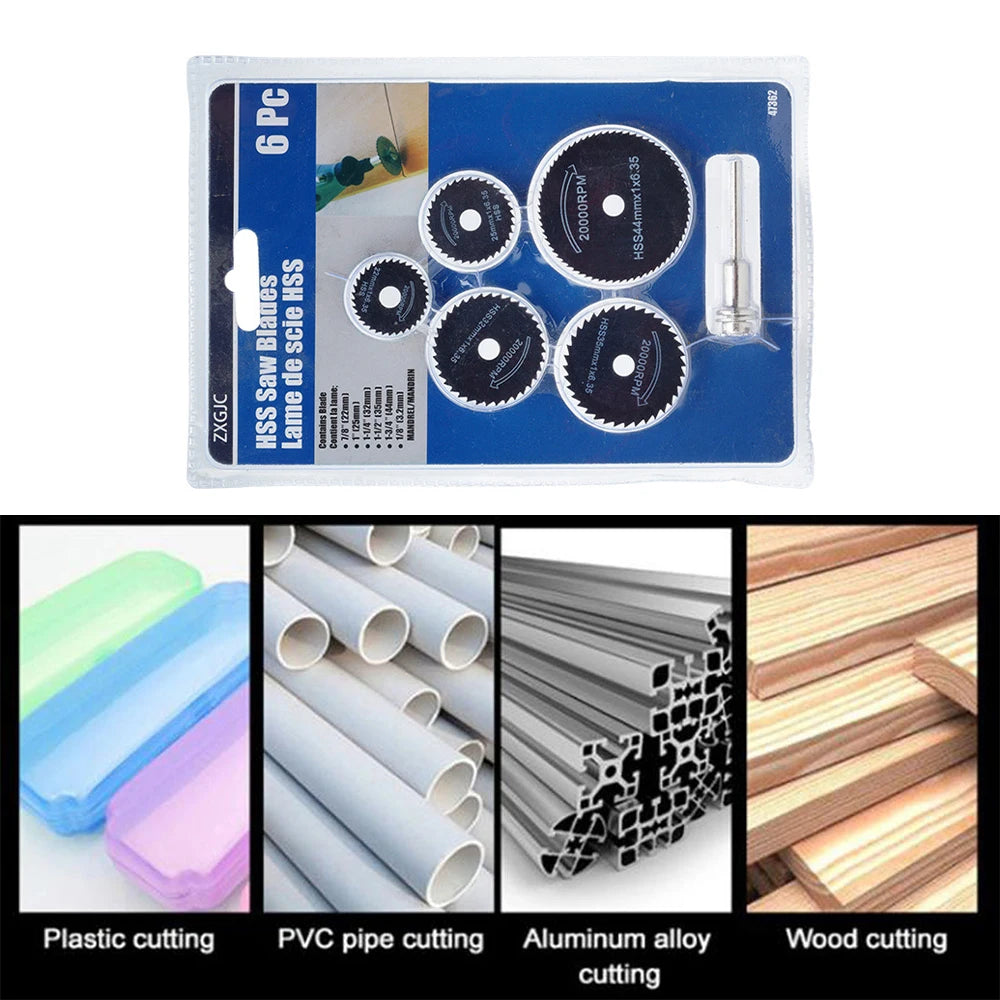 6pc Woodworking Metal Cutting Blade Electric Drill Circular Saw Blade High-speed Steel Electric Grinder Small Saw Blade Tool Set