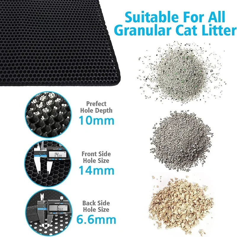 Large Waterproof Cat Litter Trapping Mat – Non-Slip Double Layer Litter Box Pad | 4 Sizes (Black, Grey, Khaki)