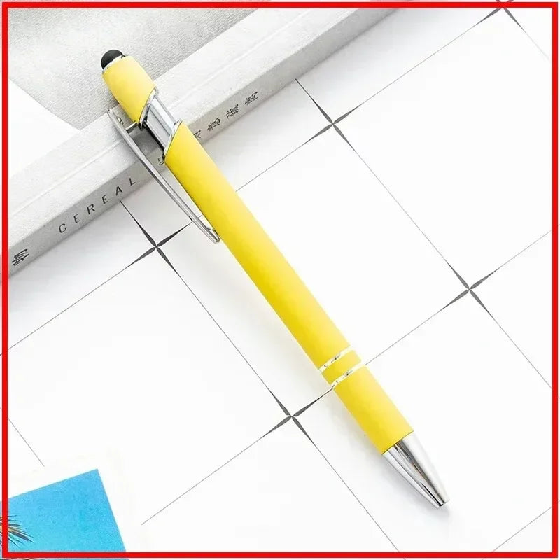 50pcs Light Metal Ballpoint Pen Touch Screen Pen Office School Advertising Pen Custom Logo Text Engraving Laser Engraving