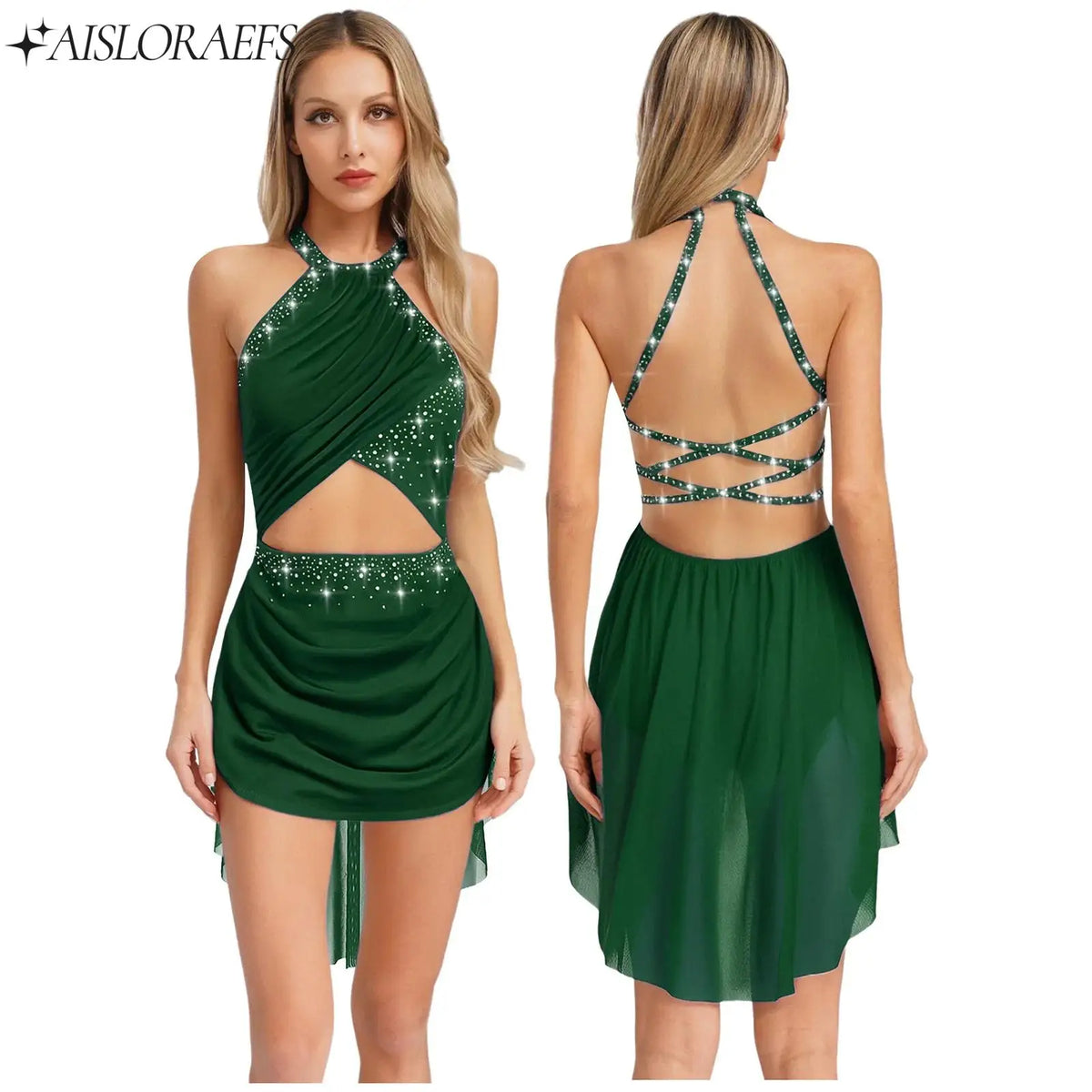 Women's ballet tutu dress with rhinestone mesh