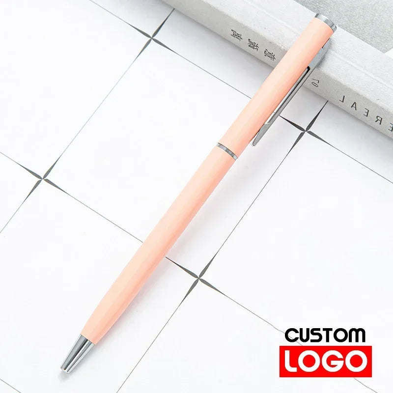 50 Pcs Metal Ballpoint Pen Rose Gold Pen Custom Logo School Office Supplies Stationery Business Gift Lettering Engraved Name