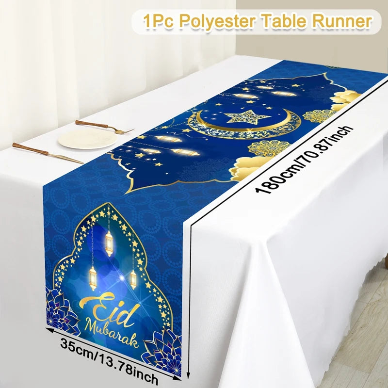 Eid Mubarak Table Runner Ramadan Tablecloths Ramadan Kareem Decoration for Home 2026 Islamic Muslim Party Eid Al Adha Gifts