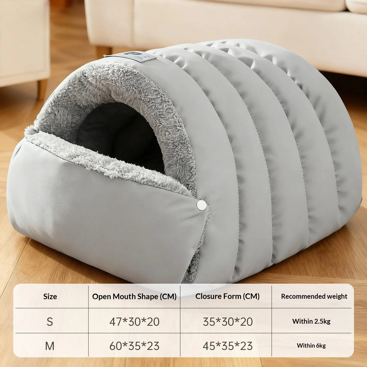 Semi-Enclosed Cat Cave Bed - Washable Winter Cat House with Non-Slip Base - photo 7