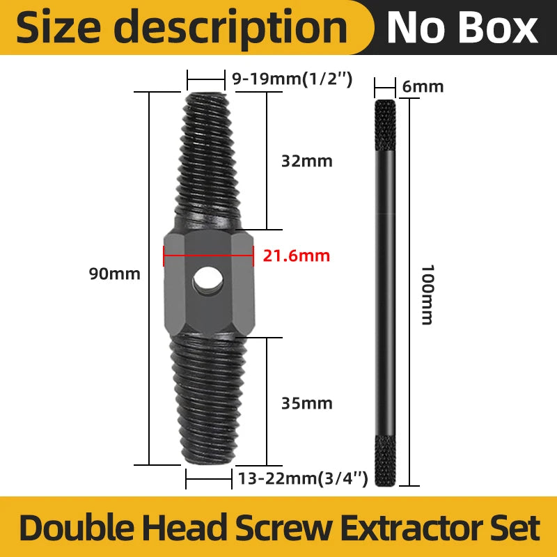 TOOLEYE Double Head Screw Extractor Drill Bits Set Damaged Water Pipe Broken Bolt Screws Remover Tools Valve Thread Repair Taps