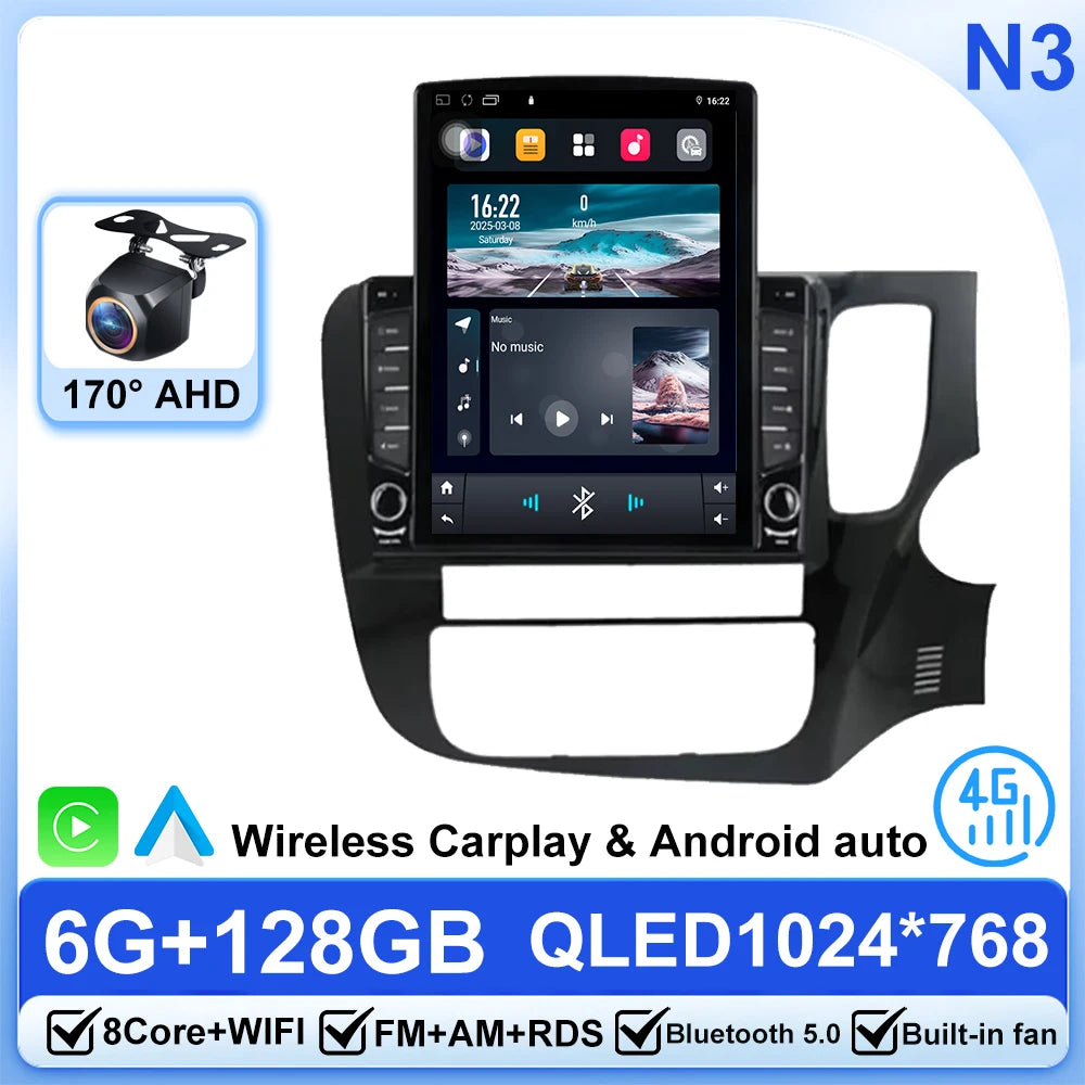 9.7 Android14 For Mitsubishi Outlander 3 XL RHD 2012-2025 Car Radio Car Multimedia Video Player 2Din Carplay Auto Stereo DVD CAM