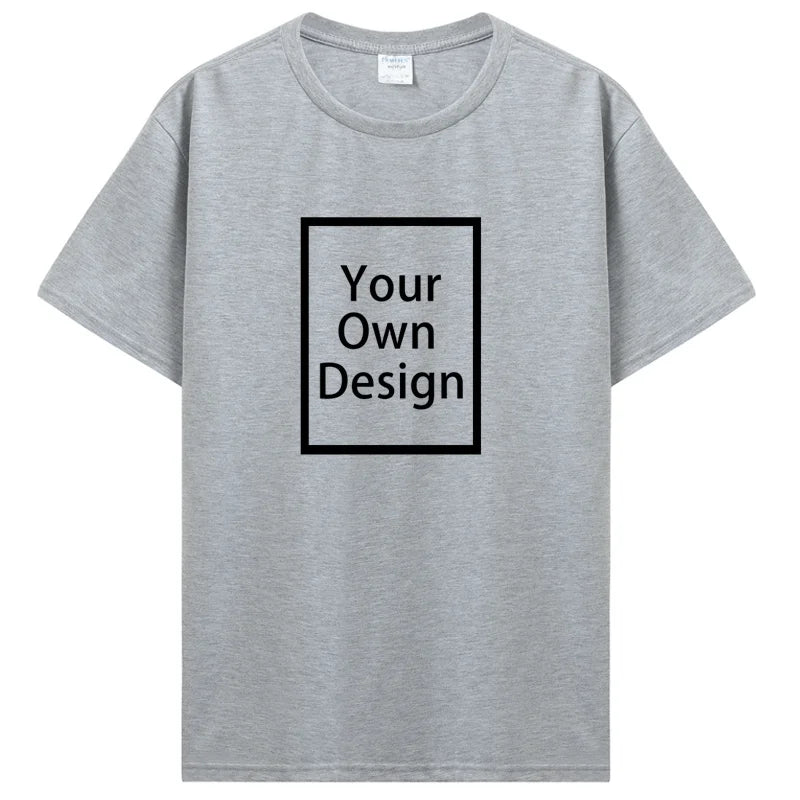 Custom Cotton Customized Print Short Sleeve T Shirt Men Women Tops Tees DIY Your Like Photo Or Logo Cotton T-shirt Men Clothing