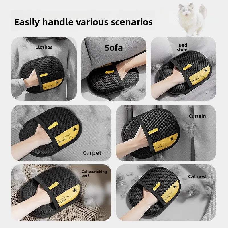 Pet Hair Removal Kit – Sticky Roller, Static Brush & Grooming Gloves for Cat & Dog Fur on Furniture, Car & Clothing