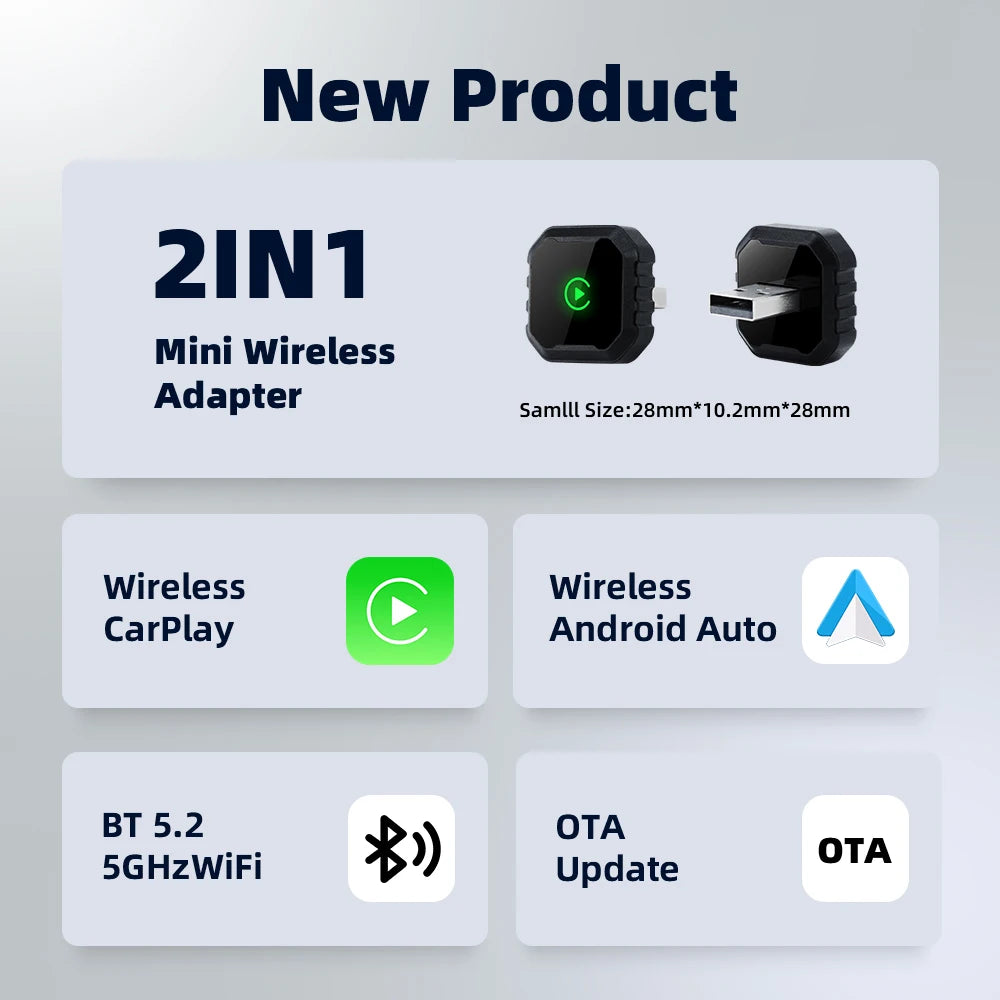 EKIY 2-in-1 AI Smart Box — Wired to Wireless CarPlay Dongle & Android Auto Adapter