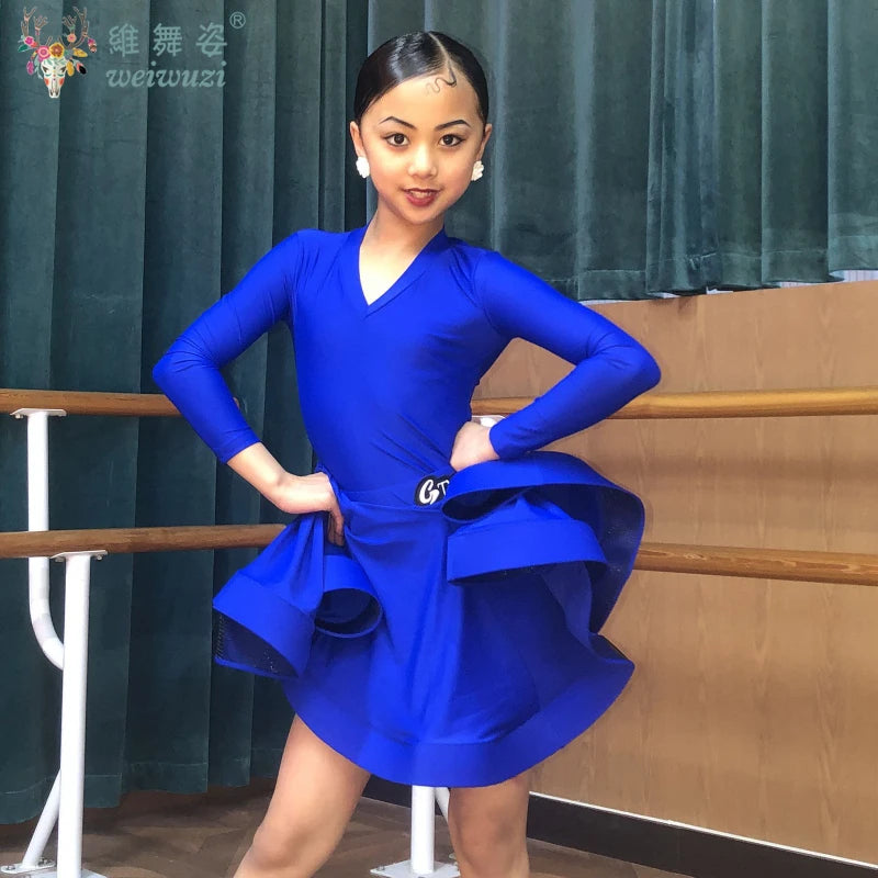 Girls long-sleeve Latin competition dress