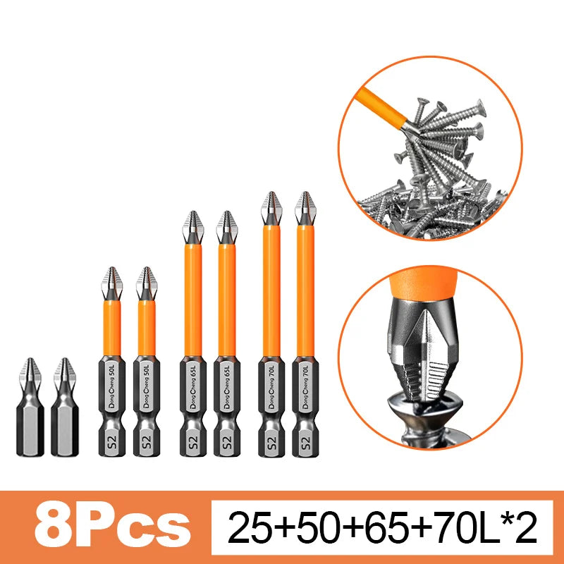 Anti Slip bits Magnetic Screwdriver bit Set S2 Alloy Steel Impact Resistance Hex Shank Alloy Steel Bits Suitable for Power Tools