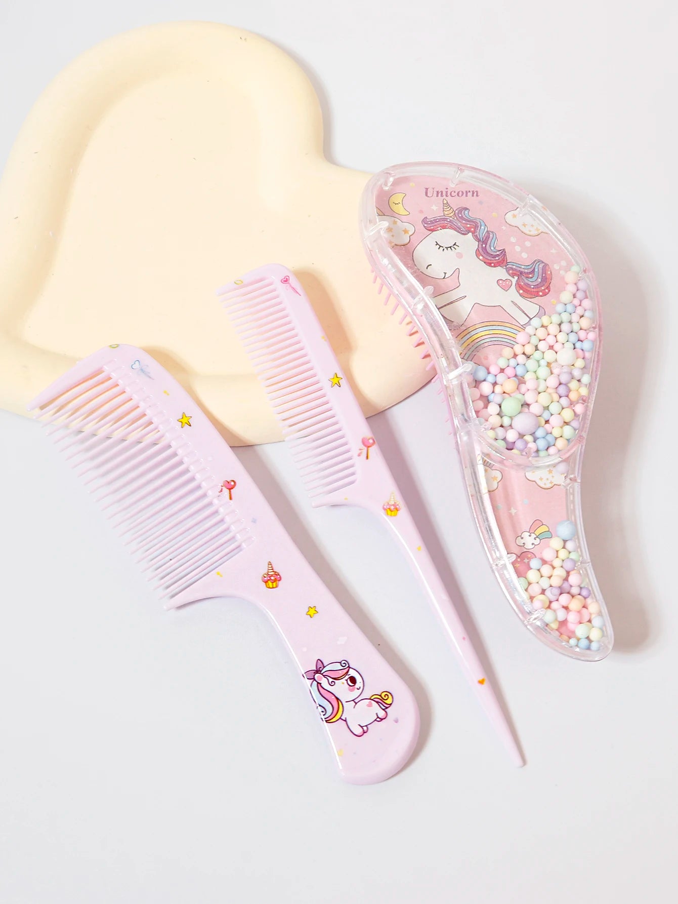 3pcs cartoon comb set, wet and dry dual-use, hair styling, suitable for any hair texture, gift set, special for real hair wigs