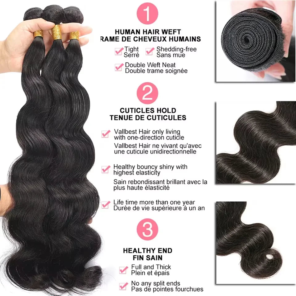 Raw Human Hair Bundles Body Wave Brazilian 3 4 Bundle 28 30 Inch Virgin Remy Hair Extensions For Women Sew In Quick Weave Bundle