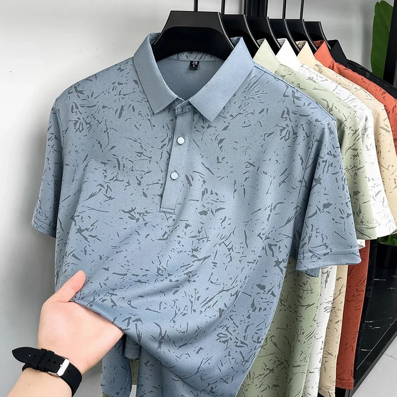 Men's Modern Polo Tee - Printed Pattern, Slim Fit Daily Style