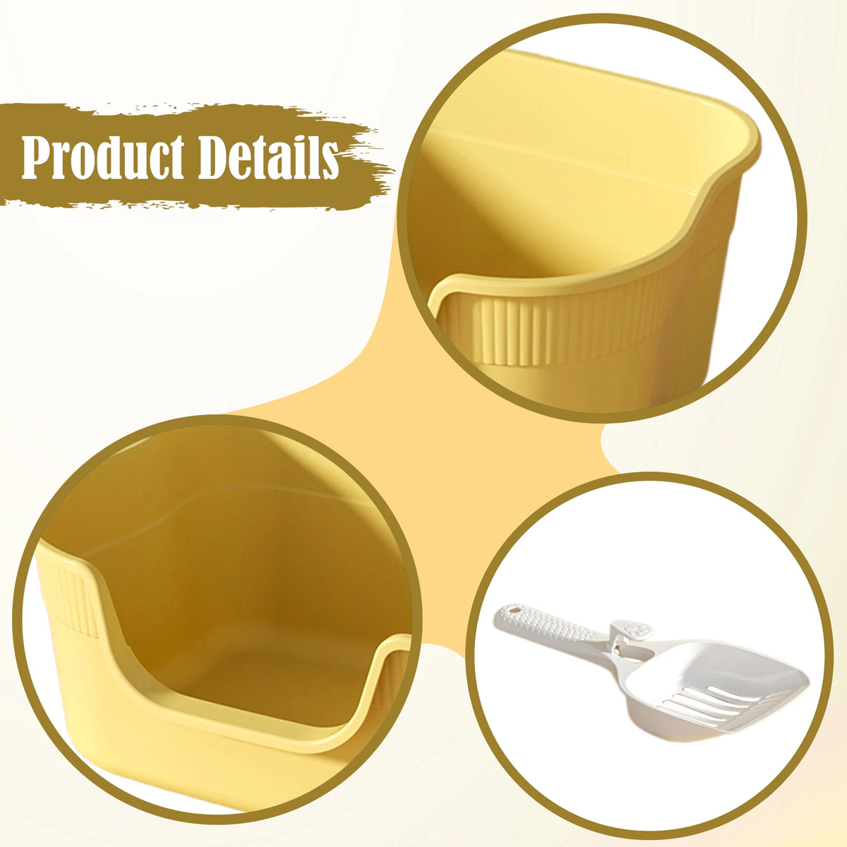 Semi-Enclosed Cat Litter Box with Scoop - Anti-Splash Tray – photo 4