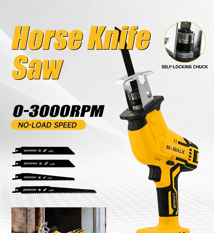 M-WALK 3000RPM Cordless Electric Reciprocating Saw Chainsaw Saber Saw Wood Metal Cutting Power Tool For Dewalt 20V Battery Pin