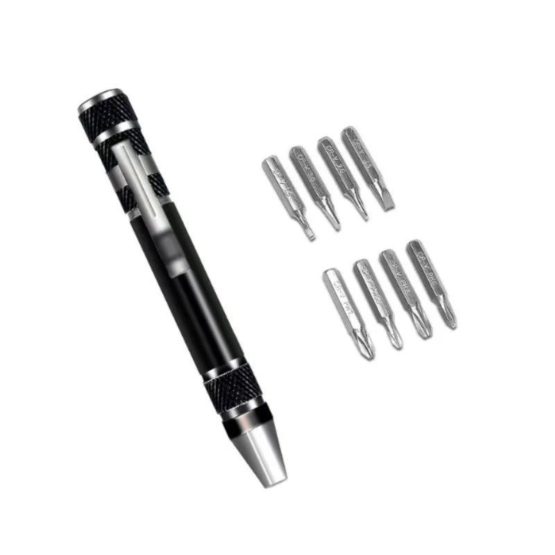 Portable 8 In 1 Aluminum Alloy Screwdriver Pen - Changeable Magnetic Bits For Easy Repairs & Disassembly Repair Tools