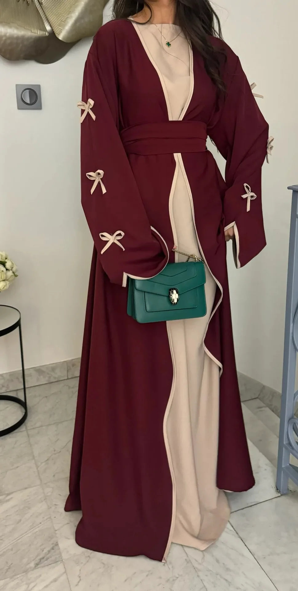 Eid Bow Abaya Women Cardigan Dress Muslim Party Caftan Robe Jalabiya Morocco Dubai Kaftan Islam Vestidos Largos Ramadan 2026