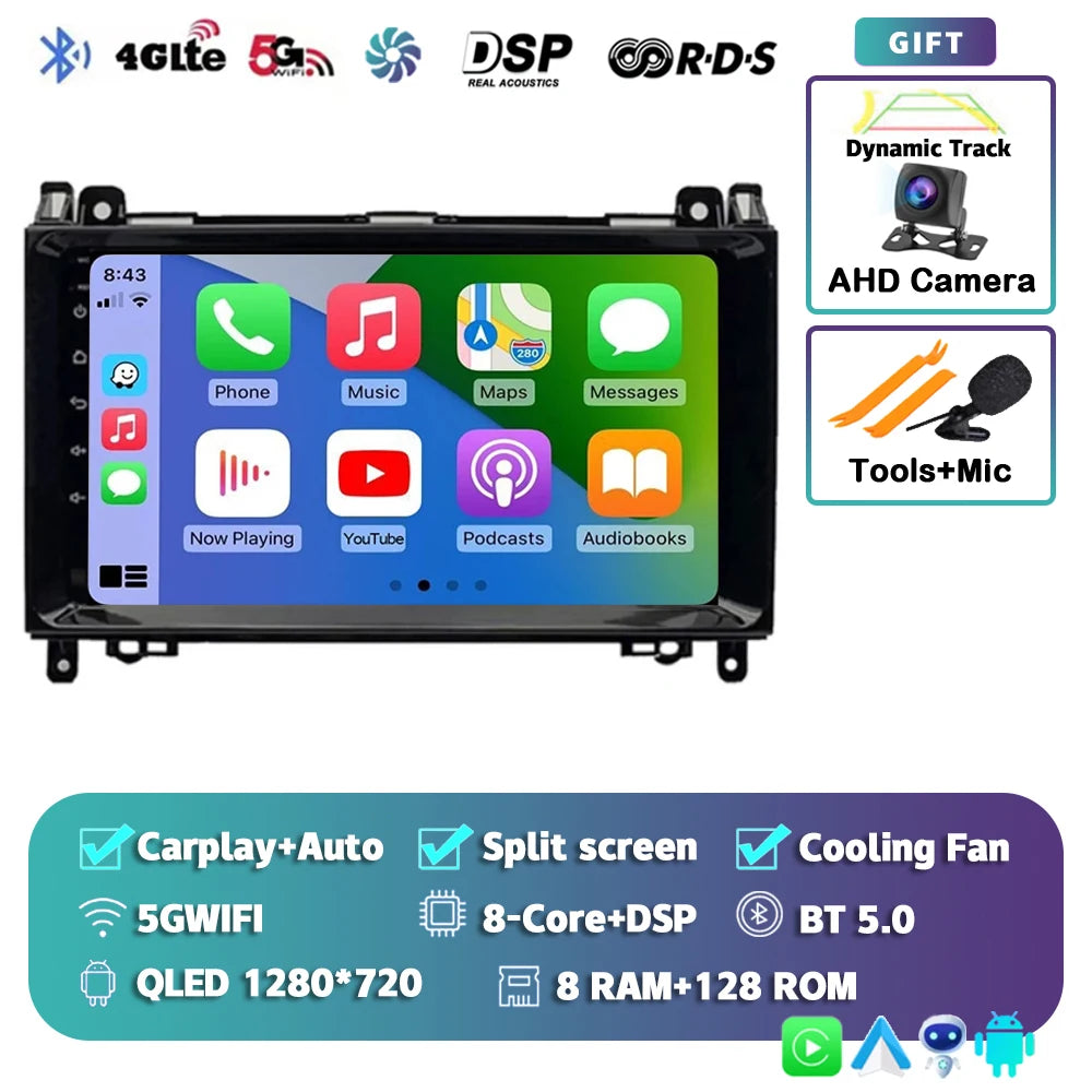 Android 16 For Benz Sprinter Volkswagen Crafter 2006 - 2016 2K QLED Android Car Radio Multimedia Video Player GPS stereo CarPlay
