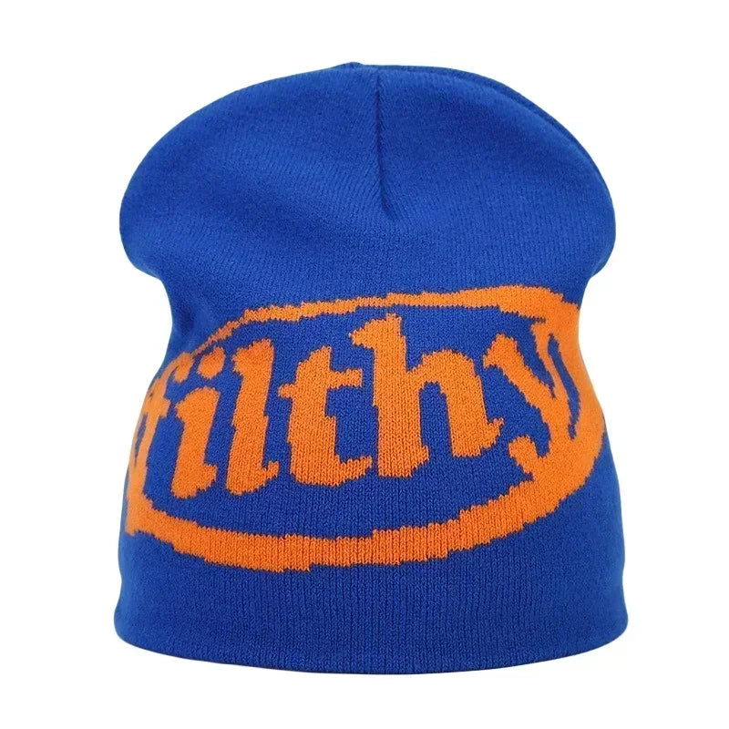 Y2K Letter Knit Beanie, Warm Ski Hat