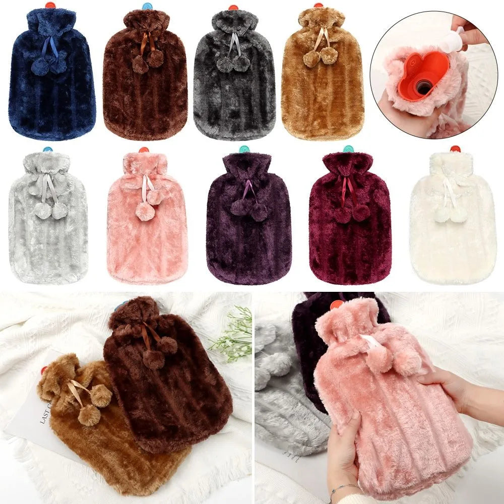 Hot Water Bottle with Soft Protective Case - Reusable Hand and Feet Warmer