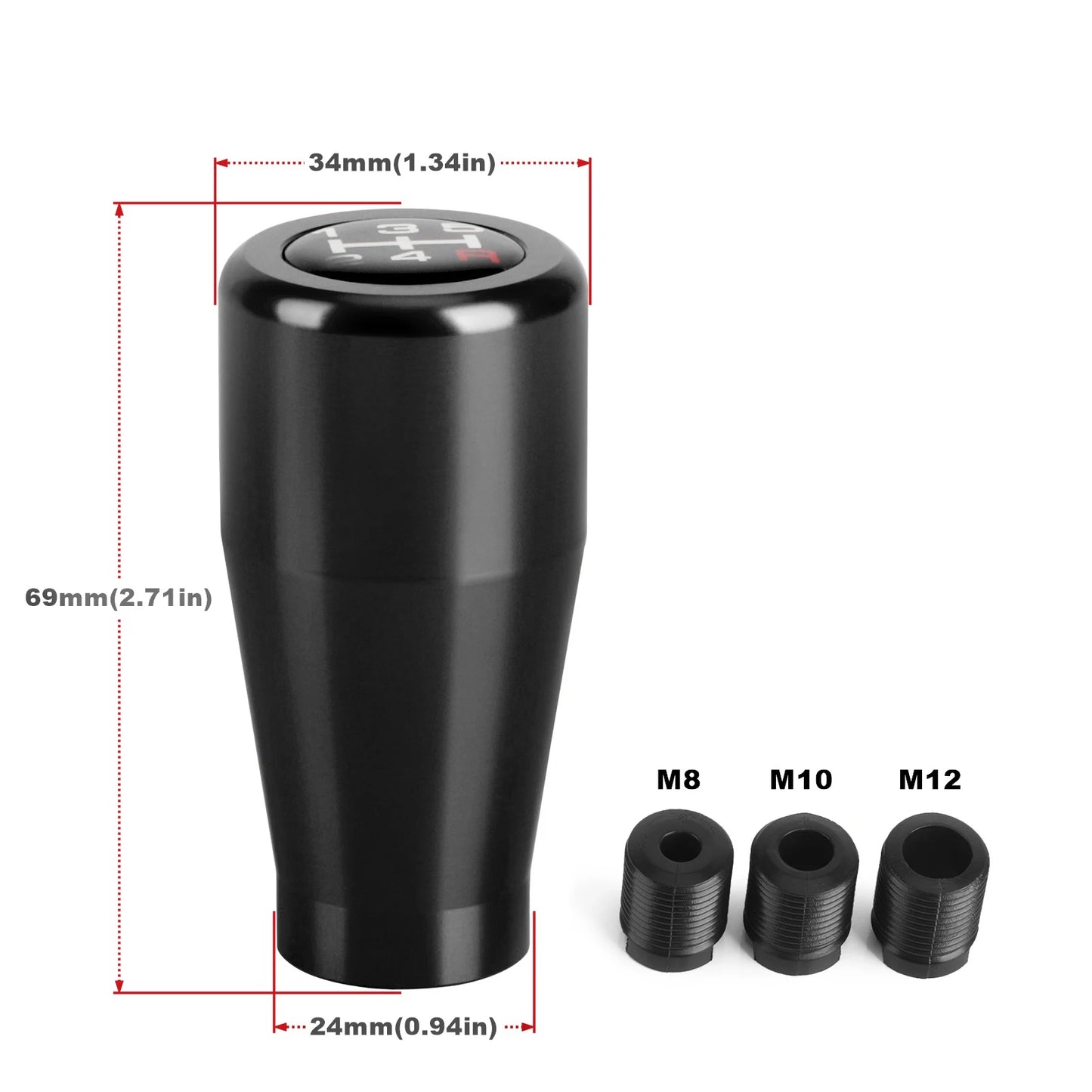 5 Speed Aluminium Gear Shift Knob Universal M8 M10 M12 Racing Shift Lever For Manual Transmission Gear level Knob Shift