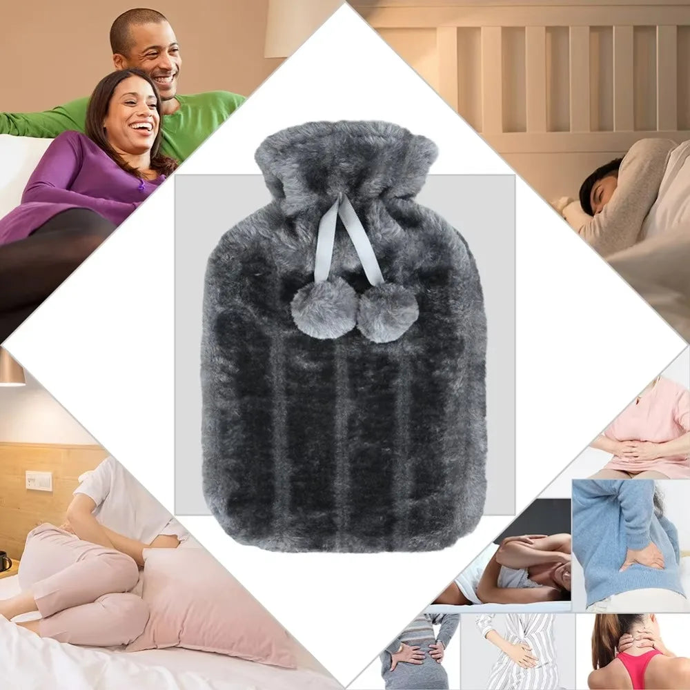 Plush Hot Water Bottle with Removable Cover - Washable Hand and Feet Warmer - photo 3