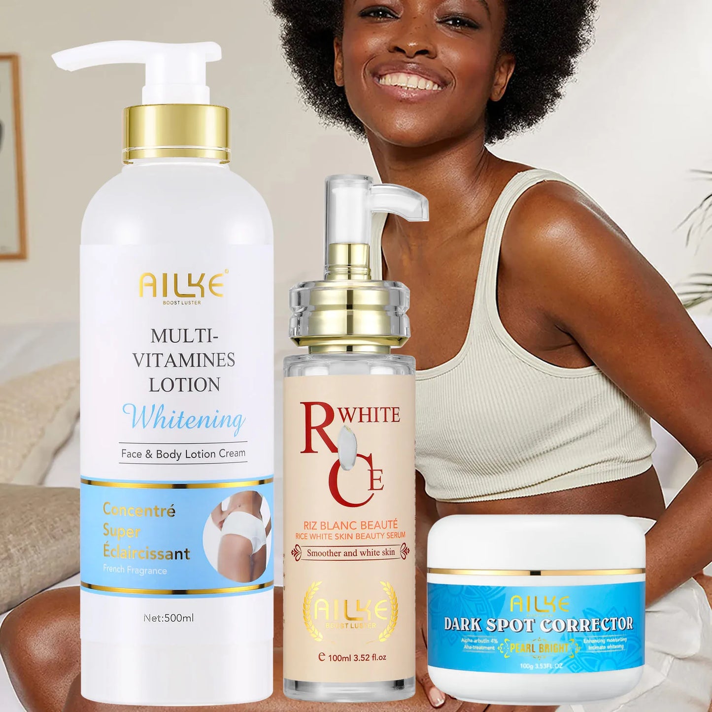 AILKE Multi-Vitamin Brightening Body Lotion – Vitamins A, E, B3 & B5 | Even Skin Tone & Radiance Moisturizer