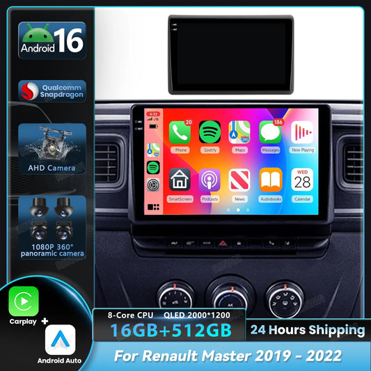 Android Car Stereo for Renault Master (2019–2022) — Wireless CarPlay, Android Auto, GPS, 360° Camera Ready