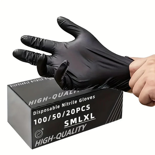 Black Nitrile Disposable Gloves – Powder-Free, Latex-Free, Touchscreen Compatible | 20 / 100 / 200 Pack