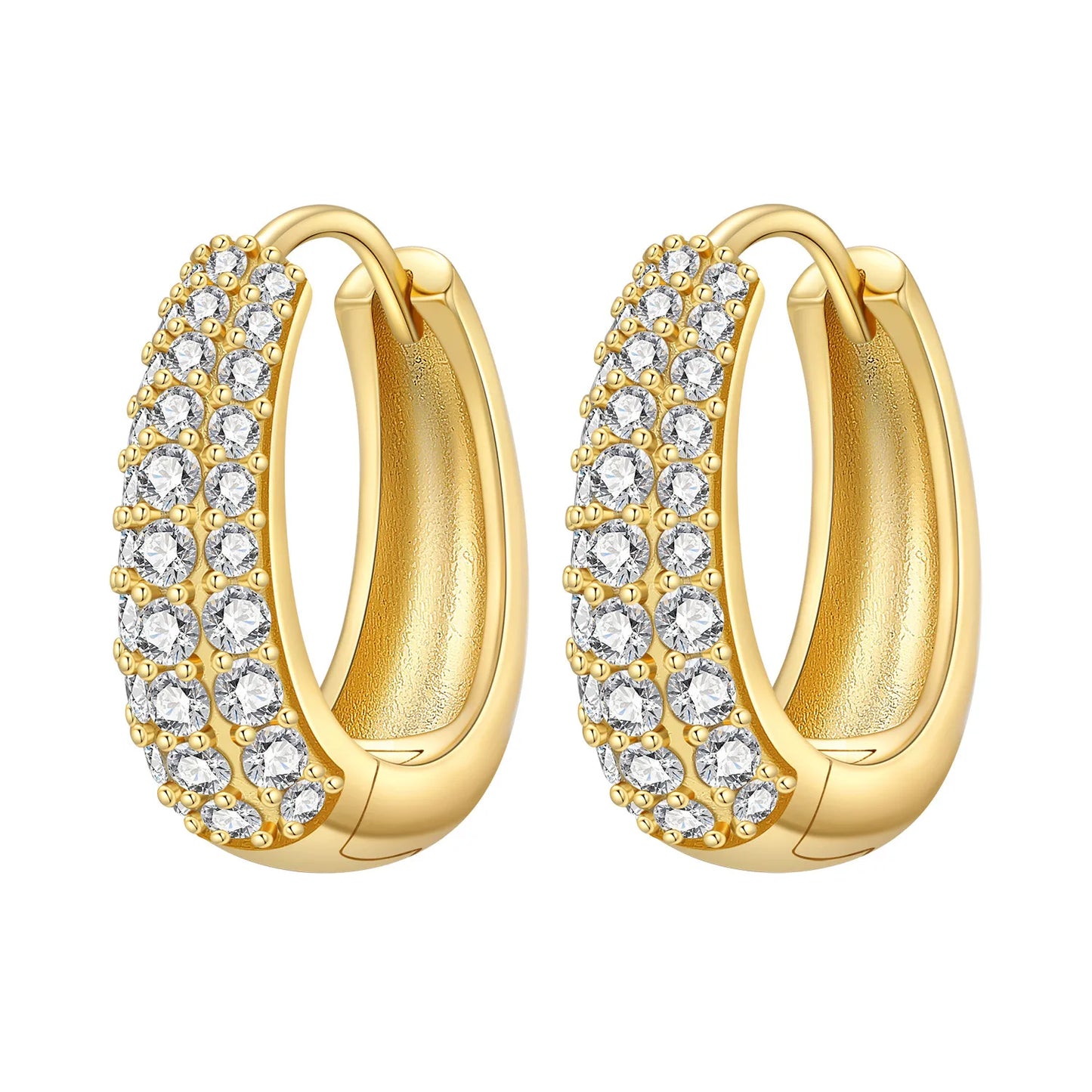 Original 2026 S925 Sterling Silver Zircon 18K Gold Lining Vintage Hoop Earrings for Women Birthday Party Wedding Gift Jewellery