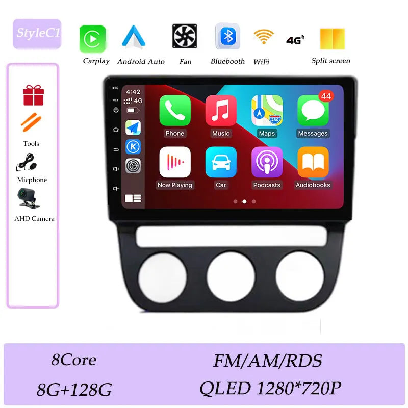 Android Car Stereo for VW Golf Mk5, Jetta GLI, Rabbit 1K (2006–2010) — CarPlay, GPS, DSP, Split Screen