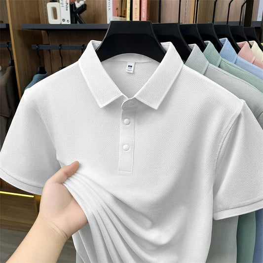 Men's All-Season Lapel Polo - Breathable, Comfortable Casual Top