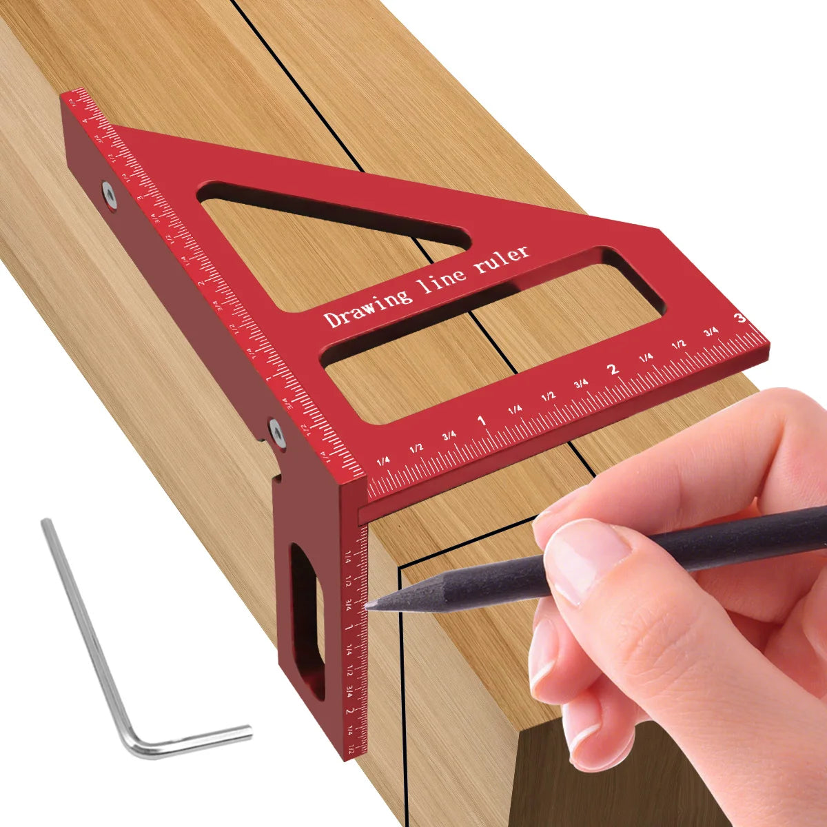 Carpenter Square -Woodworking Square Protractor Aluminum/Plastic Ruler 3D Multi Angle 45/90 Degree Layout Measuring Ruler