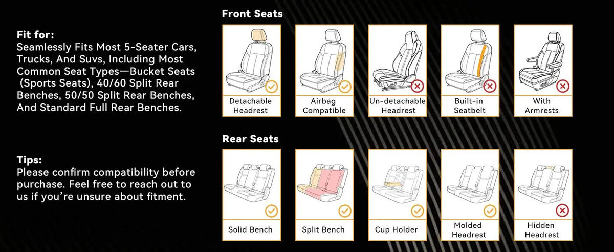 EKR Universal Car Seat Covers 5 Seats Full Set For Toyota Honda Lexus Ford Kia Hyundai Audi Waterproof Leather Auto Seat Protection All-Season Universal Fit Most Car Sedan SUV Car Accessories