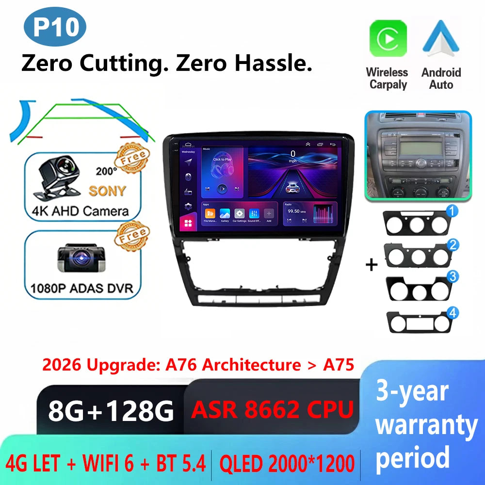 Car Stereo with Apple CarPlay & Android Auto, Compatible with Skoda Octavia 2 A5