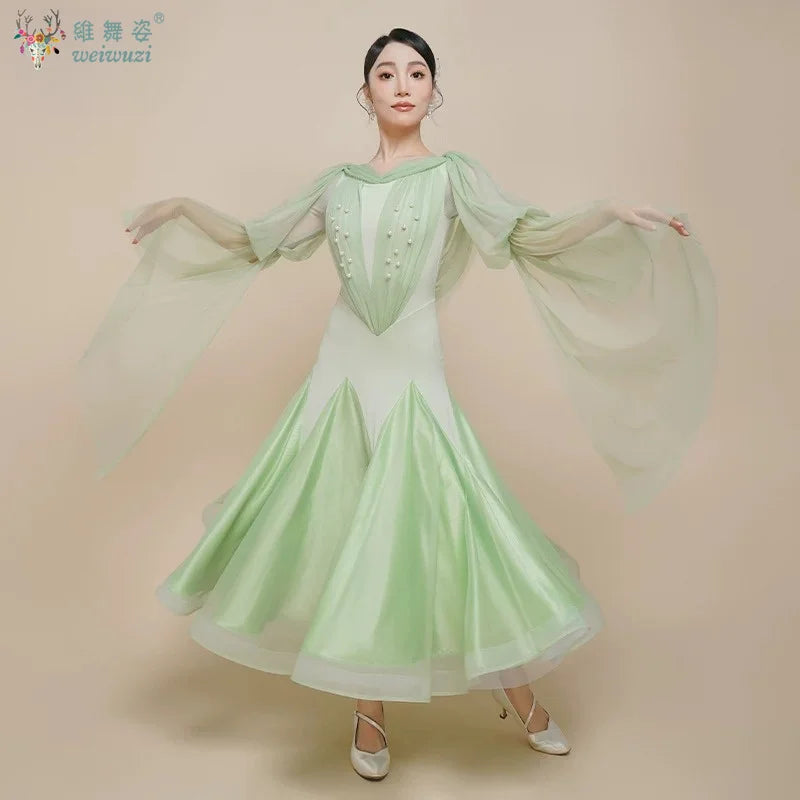 Women's social ballroom dress for waltz and quickstep