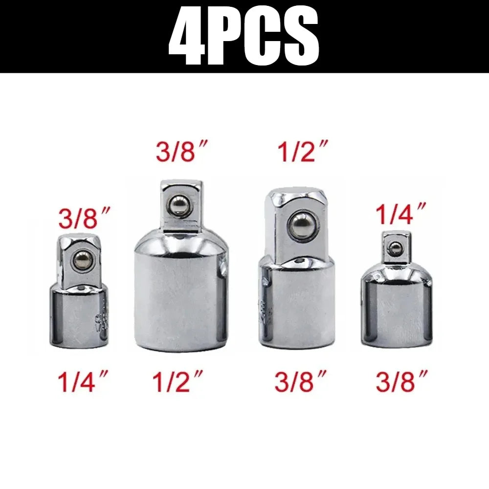 Socket Wrench Adapter, Square Ratchet Reducer Set Drill Sockets Bit Hex Holder 1/2 to 3/8 to 1/4 Double Head Conversion Kit