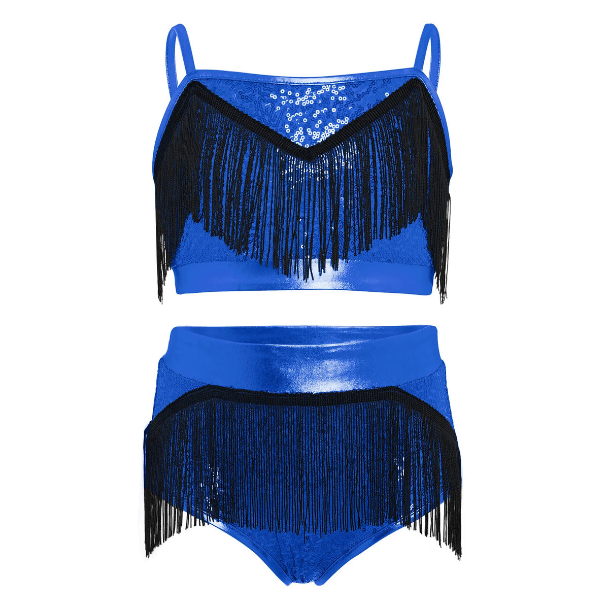 Girls fringe top and skirt Latin dance set
