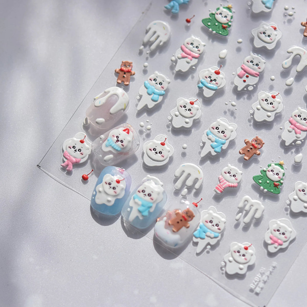 5D Embossed Mini Snowman Snow Nail Decorations Stickers Self Adhesive Nail Stickers Winter Christmas Nail Art Accessories Decals
