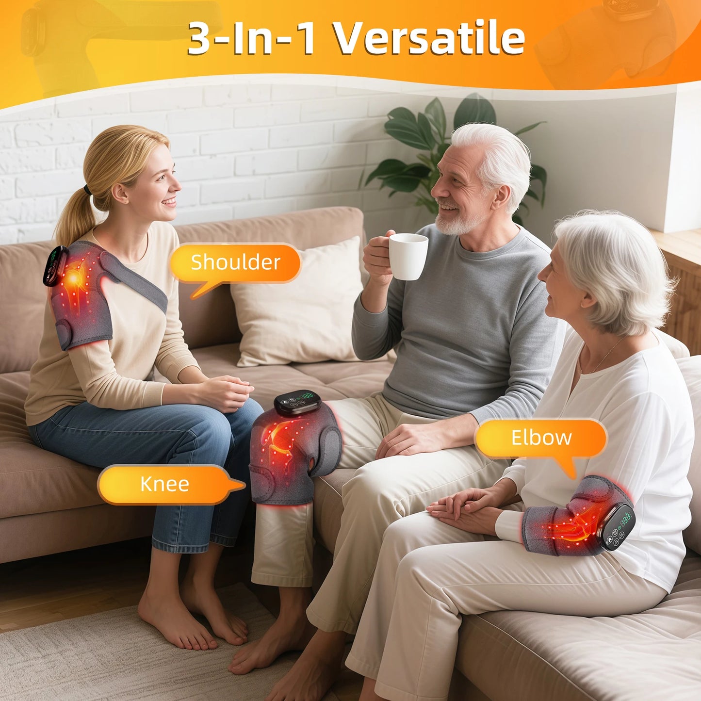660 and 850nm Near Infrared Light Knee Pad Brace 3 In 1 Heating Shoulder Elbow Joint Massager Thermal Massage Devices Belts Pads