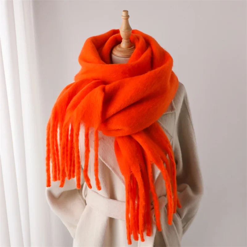 Women's Solid Tassel Blanket Shawl - Long Cashmere-Feel Poncho Wrap - photo 9