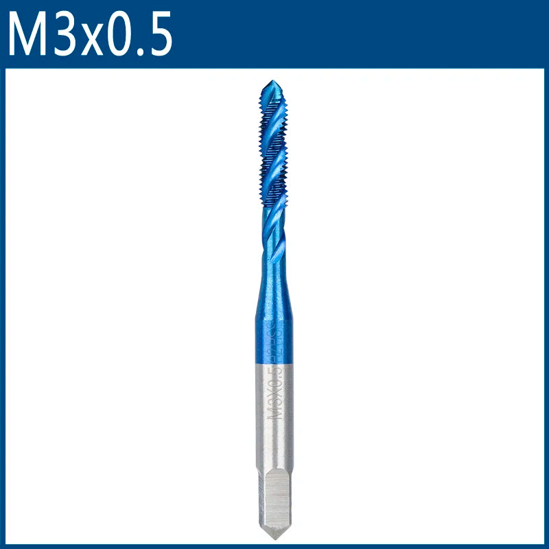 XCAN Metric Screw Tap 1pc HSS M2-M6 Thread Tap Nano Blue Coated Machine Plug Tap Threading Tools Spiral Tap Drill